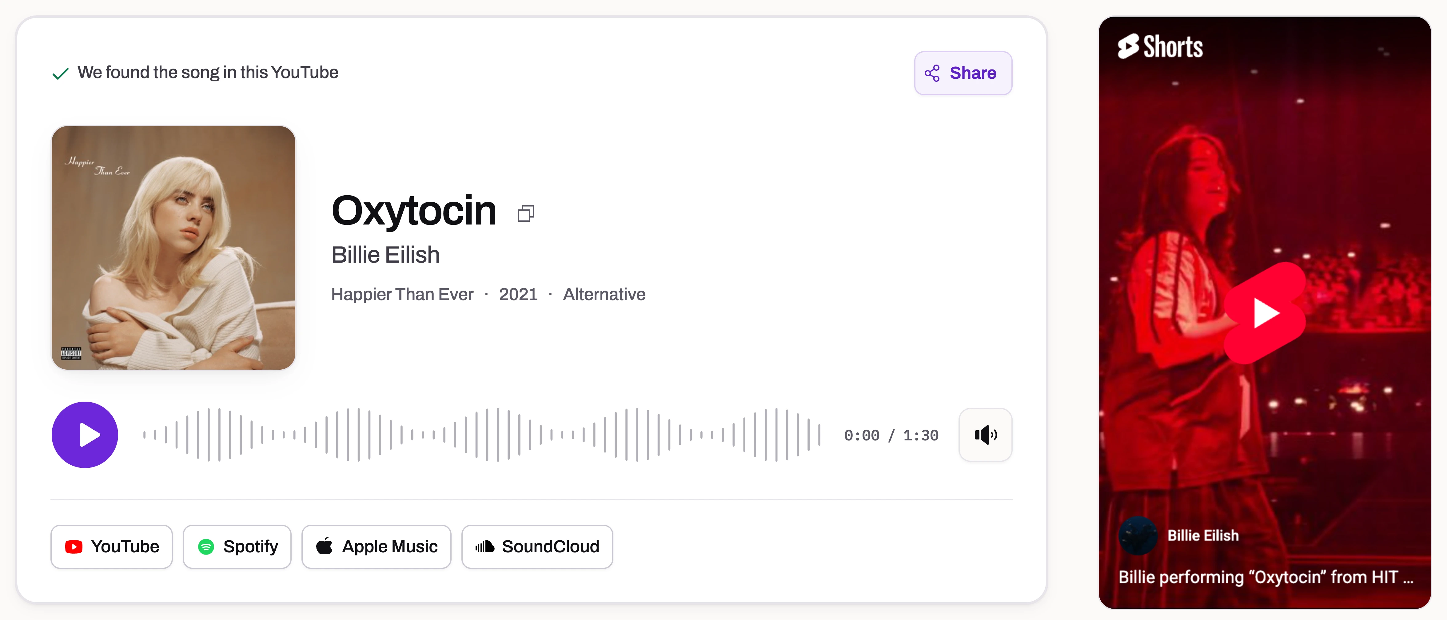 Oxytocin de Billie Eilish — Canción en este video de YouTube